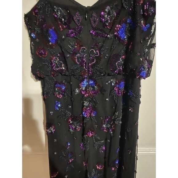 JS Collections Black Sleeveless Cami Multi Beaded Blouson Formal Gown Size 12 - Picture 6 of 10
